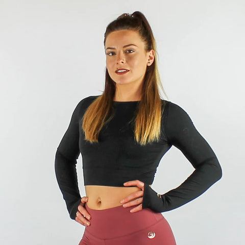Long sleeve croptop OLRA zwart SALE