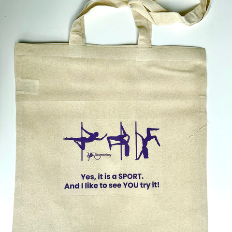 Let's Fly PoleMonkey the reusable shopper bag of cotton from Flexmonkey polewear