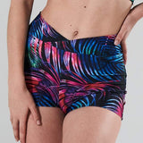 Simple shorts Bleu Fern for fitness and poledance - Shark polewear op www.flexmonkey.nl voorkant