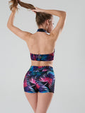Simple shorts Bleu Fern for fitness and poledance - Shark polewear op www.flexmonkey.nl achterkant