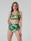 high waist bikini paaldans shorts Green Fern Cream voor poledance in twee kleuren dual wearable door Shark pole via www.flexmonkey.nl fullview