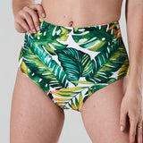 high waist bikini paaldans shorts Green Fern Cream voor poledance in twee kleuren dual wearable door Shark polewear via www.flexmonkey.nl voorkant