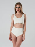 high waist bikini paaldans shorts Green Fern Cream voor poledance in twee kleuren dual wearable door Shark polewear via www.flexmonkey.nl fullview cream