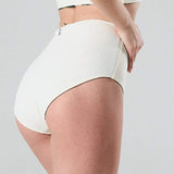 high waist bikini paaldans shorts Green Fern Cream voor poledance in twee kleuren dual wearable door Shark polewear via www.flexmonkey.nl achterkant cream