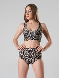 high waist bikini paaldans shorts Leopard and black voor poledance in twee kleuren dual wearable door Shark polewear via www.flexmonkey.nl voorkant  full view