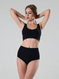 high waist bikini paaldans shorts Leopard and black voor poledance in twee kleuren dual wearable door Shark polewear via www.flexmonkey.nl voorkant fullview black