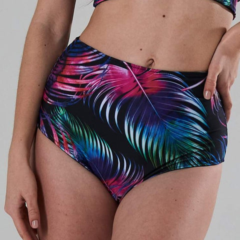 high waist bikini paaldans shorts Bleu Fern and black voor poledance in twee kleuren dual wearable door Shark polewear via www.flexmonkey.nl voorkant