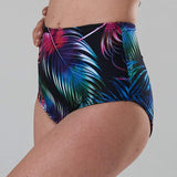 high waist bikini paaldans shorts Bleu Fern and black voor poledance in twee kleuren dual wearable door Shark polewear via www.flexmonkey.nl side