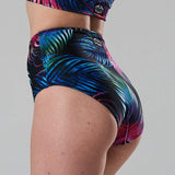 high waist bikini paaldans shorts Bleu Fern and black voor poledance in twee kleuren dual wearable door Shark polewear via www.flexmonkey.nl back