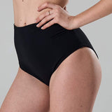high waist bikini paaldans shorts Bleu Fern and black voor poledance in twee kleuren dual wearable door Shark polewear via www.flexmonkey.nl voorkant  zwart