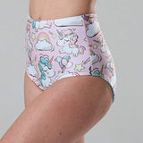 high waist bikini paaldans shorts Unicorns Light Blue voor poledance in twee kleuren dual wearable door Shark polewear via www.flexmonkey.nl side