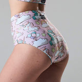 high waist bikini paaldans shorts Unicorns Light Blue voor poledance in twee kleuren dual wearable door Shark polewear via www.flexmonkey.nl back
