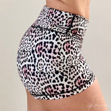 Biker and poleshorts in jaguar print by Flexmonkey polewear paaldanskleding side