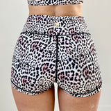 Biker and poleshorts in jaguar print by Flexmonkey polewear paaldanskleding back