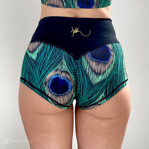 Hotpants poleshorts by Flexmonkey polewear in peacock print back