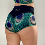 Hotpants poleshorts by Flexmonkey polewear in peacock print back side