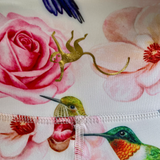 poledance fitness shorts bikershort Hummingbird roses print in second skin from flexmonkey polewear paaldansbroekje close up