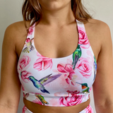 polesports clothing poletop by flexmonkey polewear in hummingbird rose print front