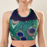 Racerback poledance and fitness top by Flexmonkey polewear in peacock print front