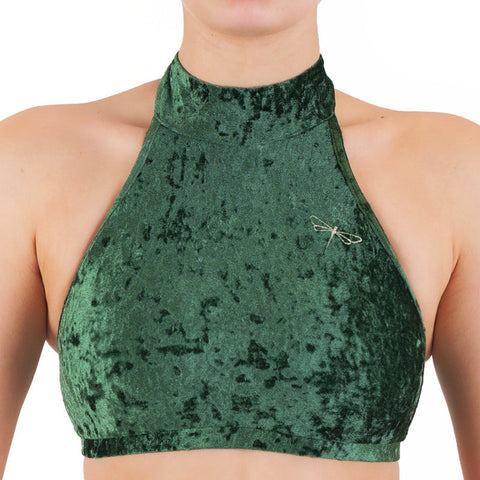 new color emerald velvet halter top by dragonfly flexmonkey